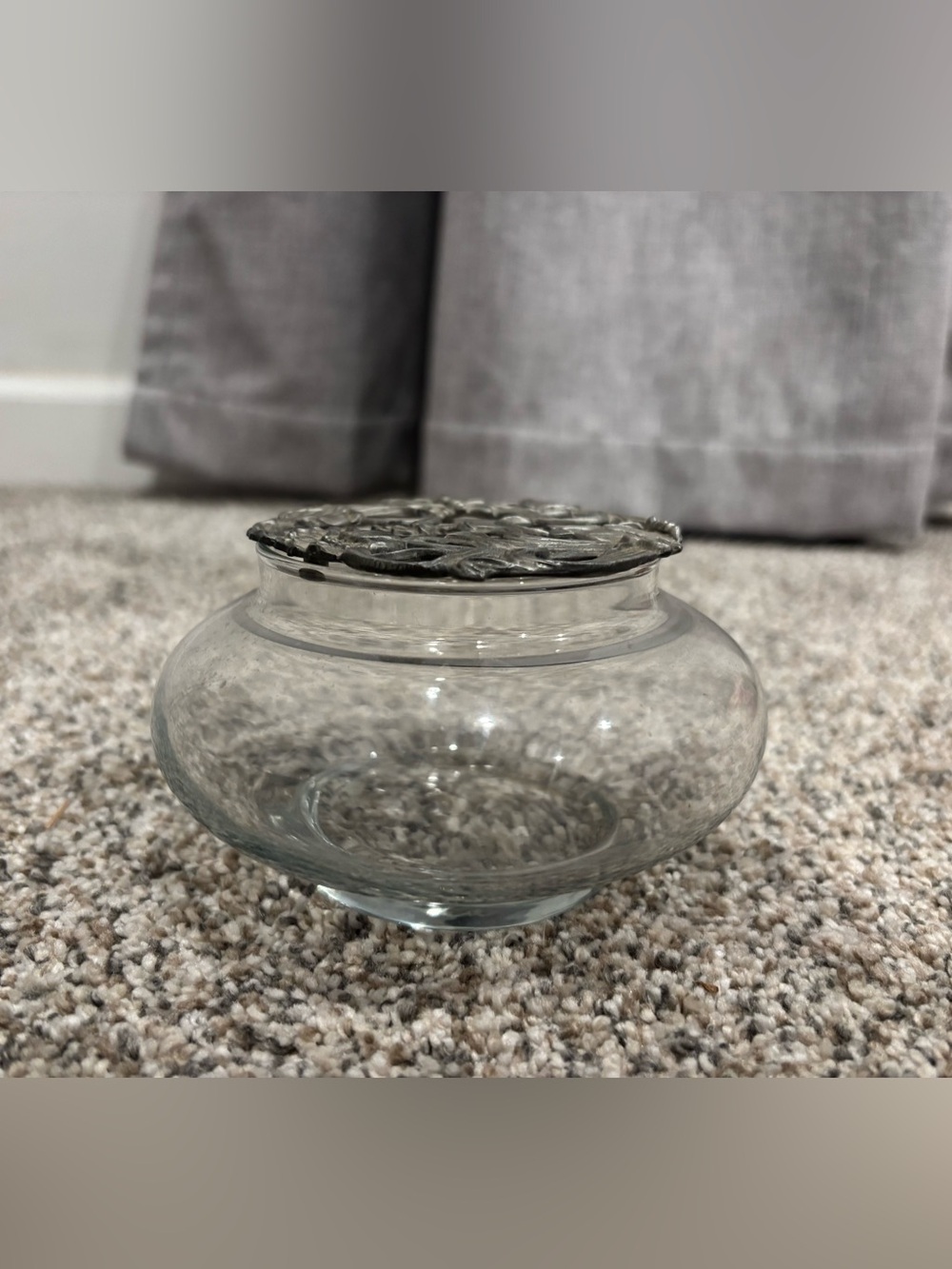 Potpourri Glass Jar With Rawcliffe Pewter Top Butterfly Design Whimsical